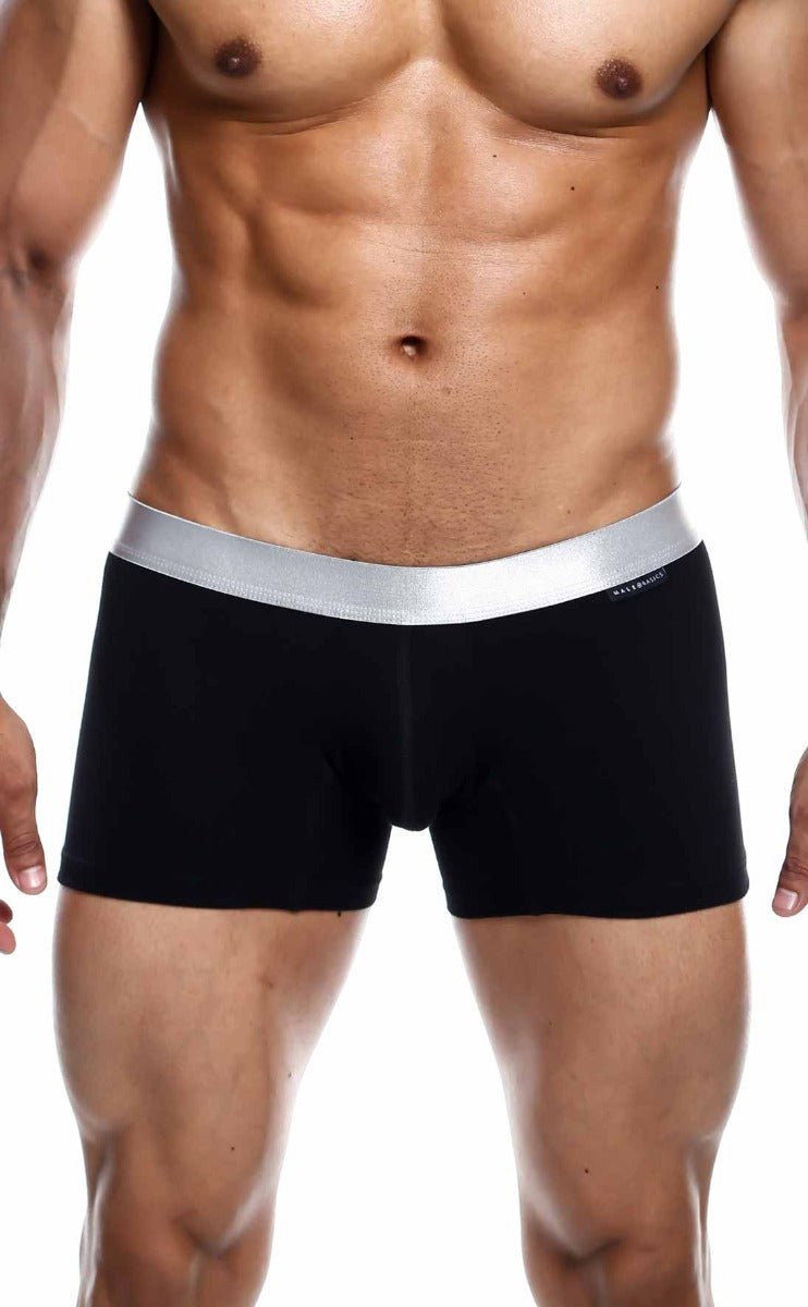 Malebasics trunk pima black briefs with silver waistband made from soft breathable pima cotton for everyday wear