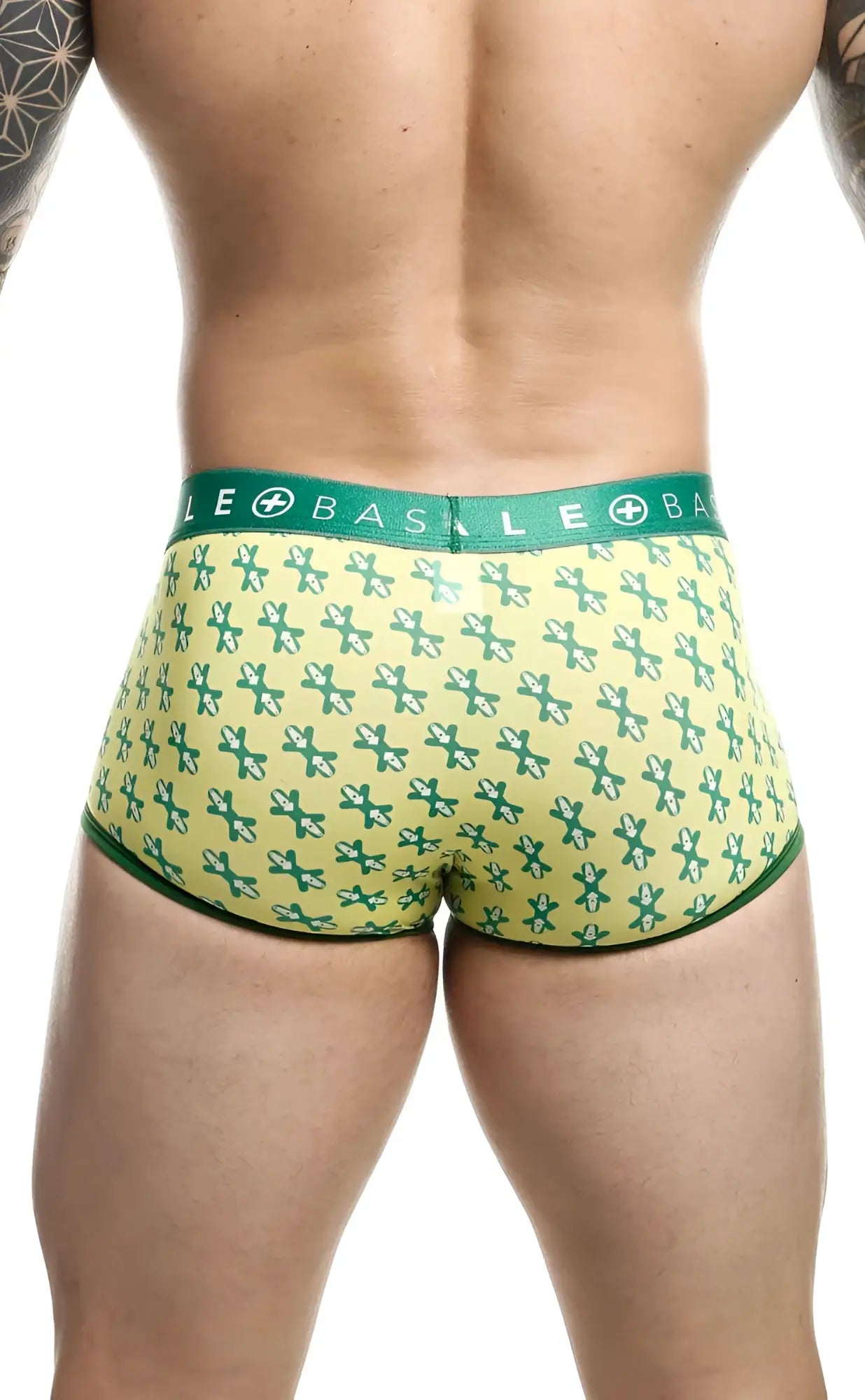 Malebasics trunk sexy pouch lime green and teal patterned men’s briefs with geometric design for comfort and style