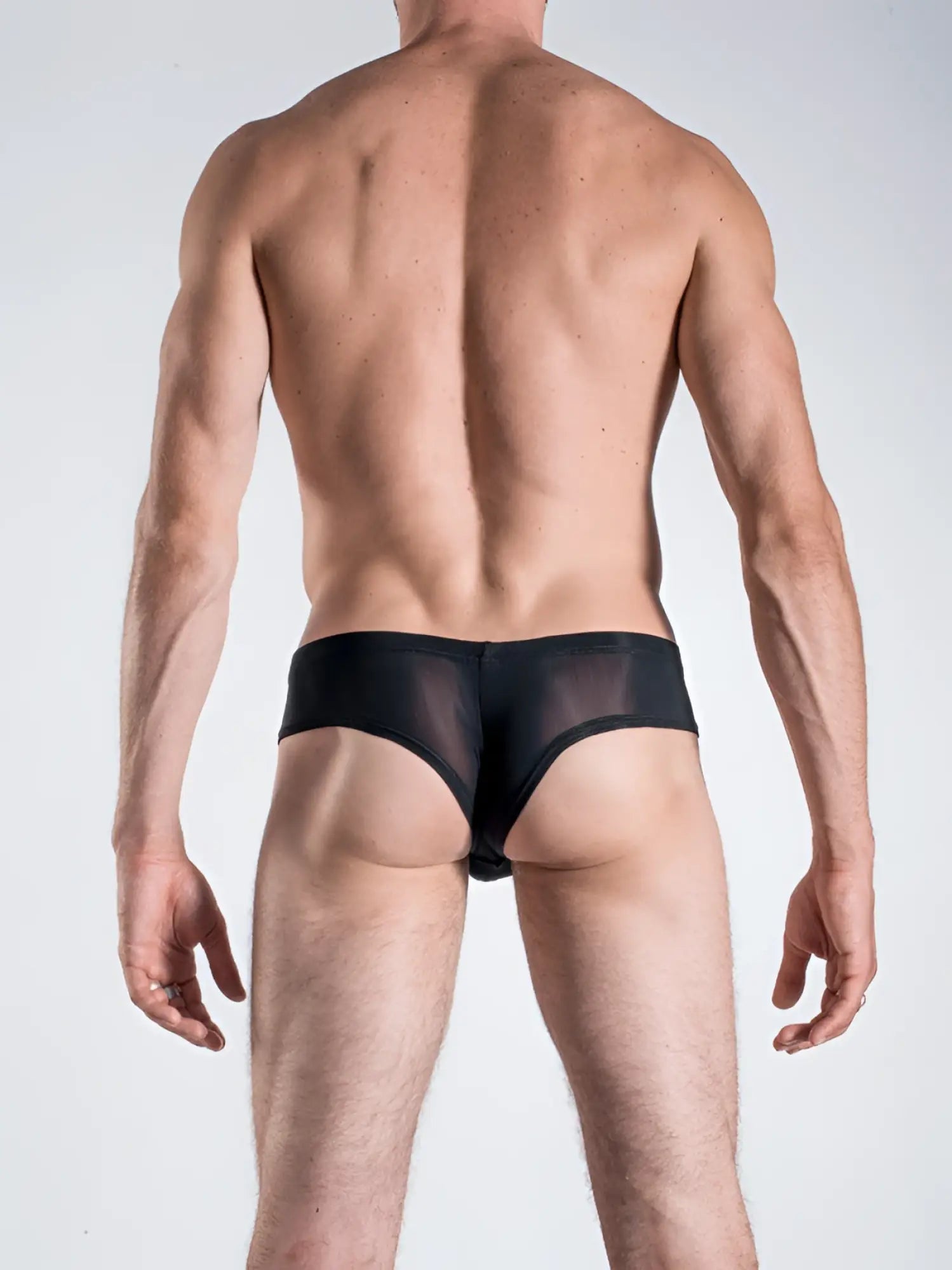 Black sheer mesh MANstore M101 cheeky brief underwear size S designed for stylish and comfortable wear
