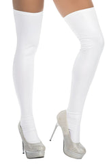 White smooth glossy finish thigh high stockings by mapale 1017 perfect for elegant legwear look