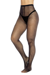 Black mapale 1107 fishnet pantyhose with high-waisted design and sheer mesh texture