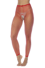 Mapale 1120 red fishnet pantyhose with mesh pattern and elastic waistband for top or bottom stocking fence net use