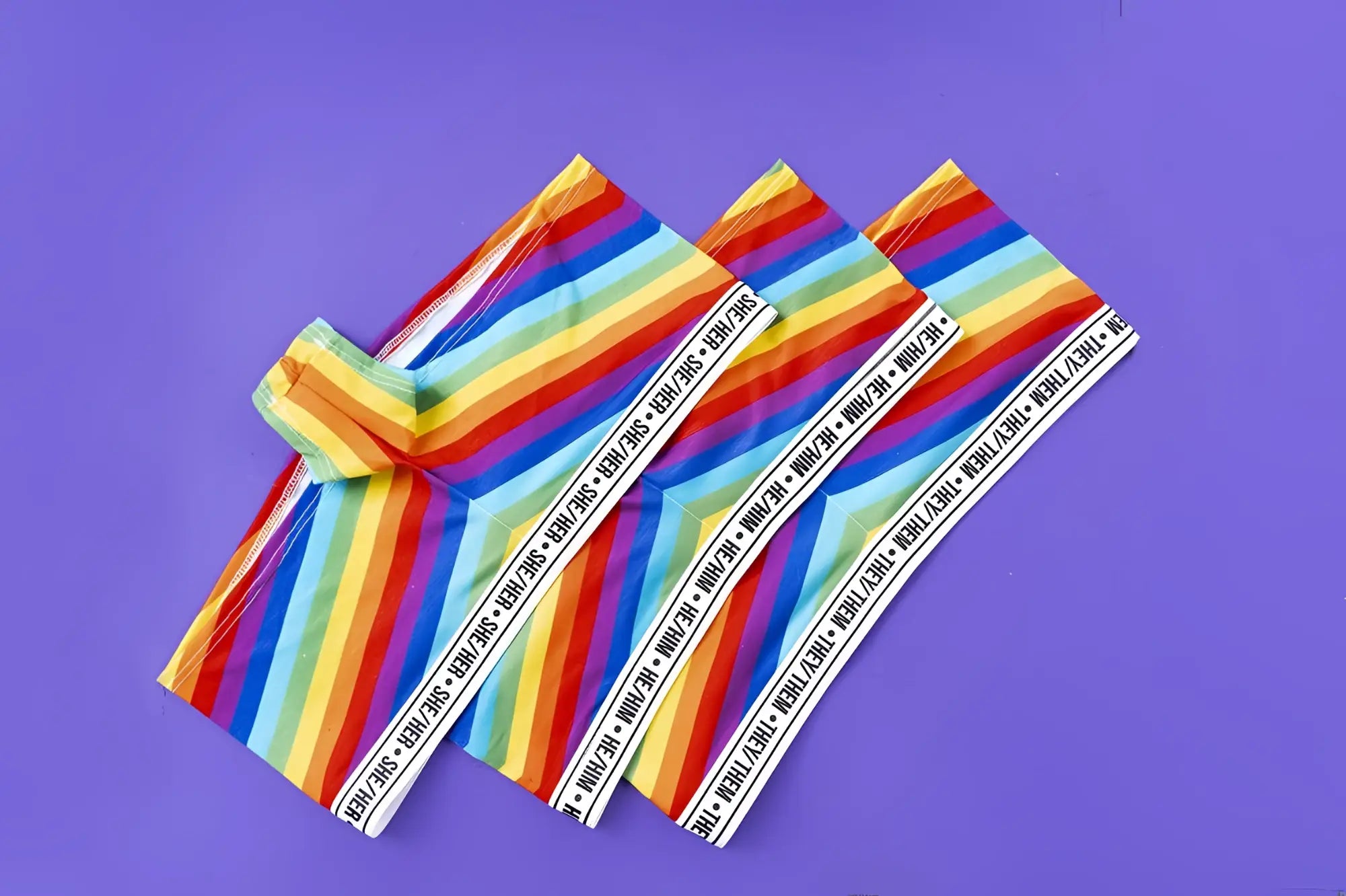 Mapale 122b rainbow cheeky short color women’s underwear with rainbow stripes and white elastic waistband with vagina text