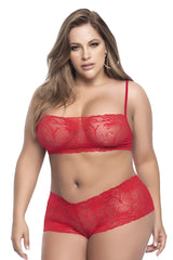 Red lace bra and matching panties set from mapale 206x panty and top lace set in vibrant red color
