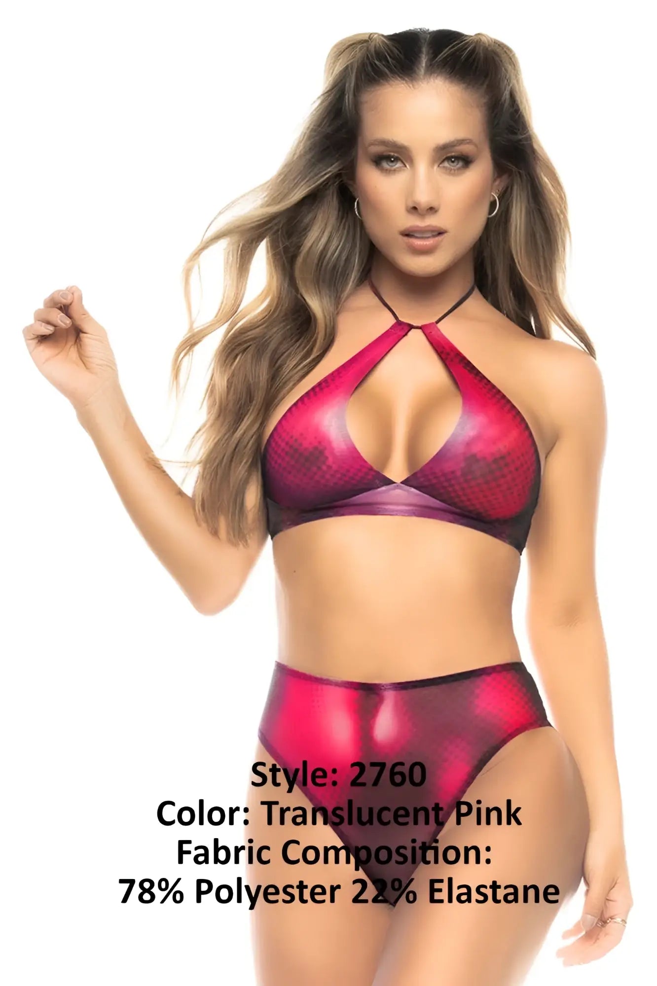 Mapale 2760 jupiter translucent pink translucent pink snakeskin two-piece swimsuit made of polyester and elastane