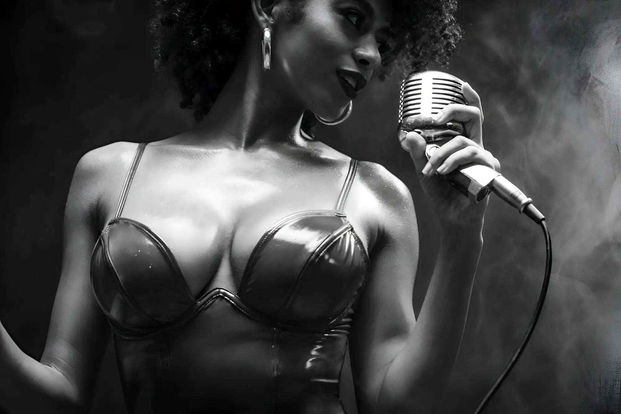 Vintage-style silver microphone with ribbed grille and chrome finish featured alongside mapale 2761 two piece set color gloss wine
