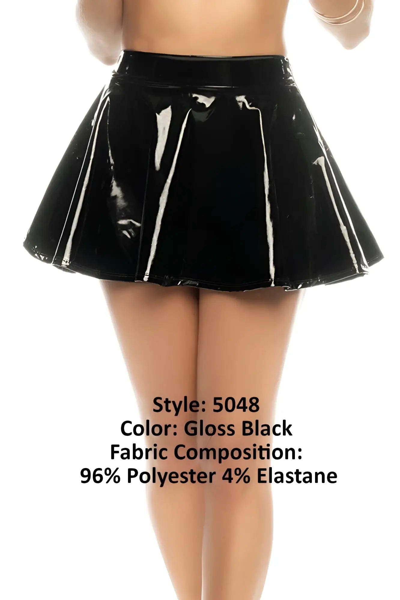 Mapale 5048 Vegas skirt gloss black pleated mini skirt made of 96 polyester and 4 elastane fabric