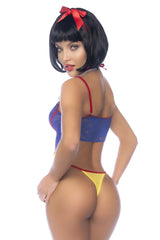 Blue and yellow lace lingerie set with red trim from mapale 60049 poisoned apple fantasy princess costume