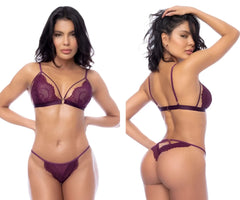 Purple lace bra and matching thong set mapale 8867 two piece set color wine lingerie for intimate wear