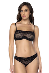 Black lace bra and matching panties two piece set by mapale 8886 featuring delicate lace in black color