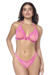 Pink lace bra and matching thong set by mapale 8971 featuring delicate floral lace in soft pink color