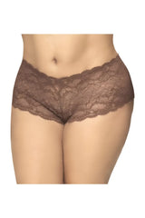 Mapale 90X lace boyshort underwear in cocoa brown with delicate floral lace pattern for comfortable stylish wear
