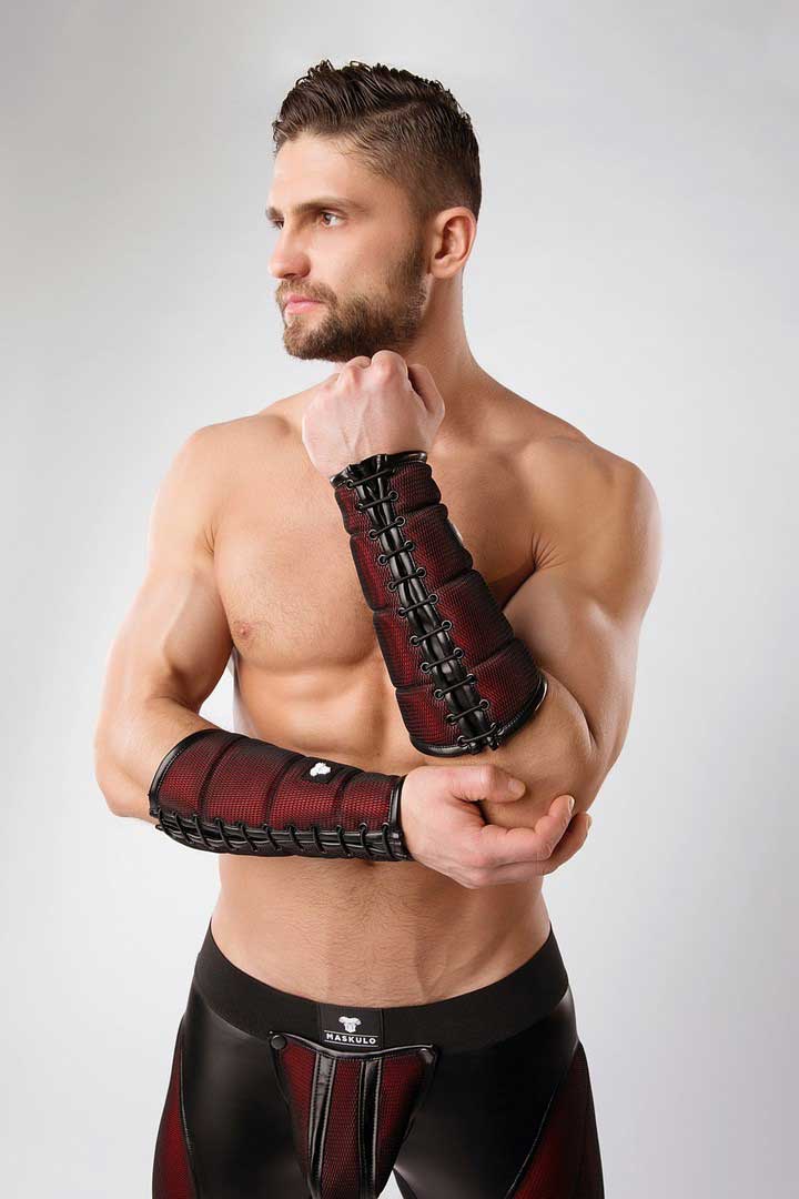 Maskulo Armored Color Unterarmschutz Portemonnaie Armband Rot AC060 Größe L