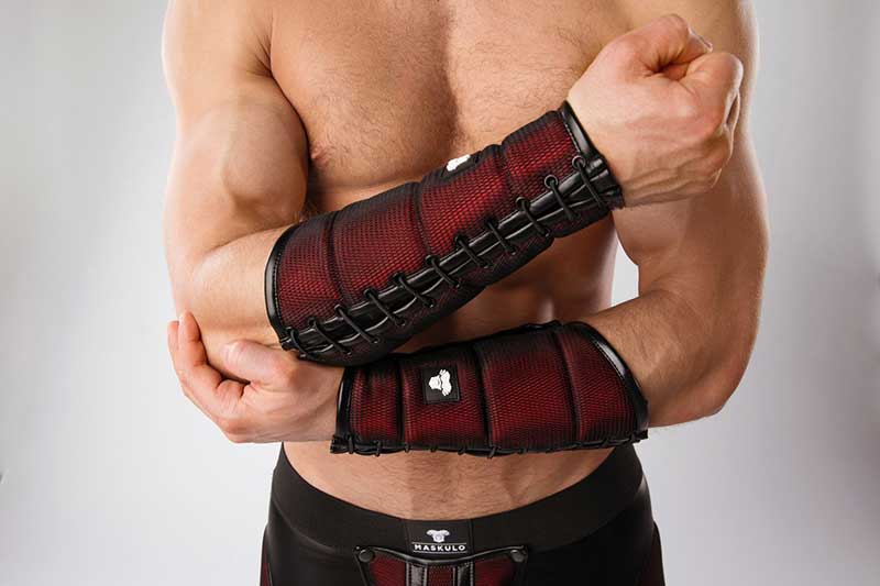 Maskulo Armored Color Unterarmschutz Portemonnaie Armband Rot AC060 Größe L