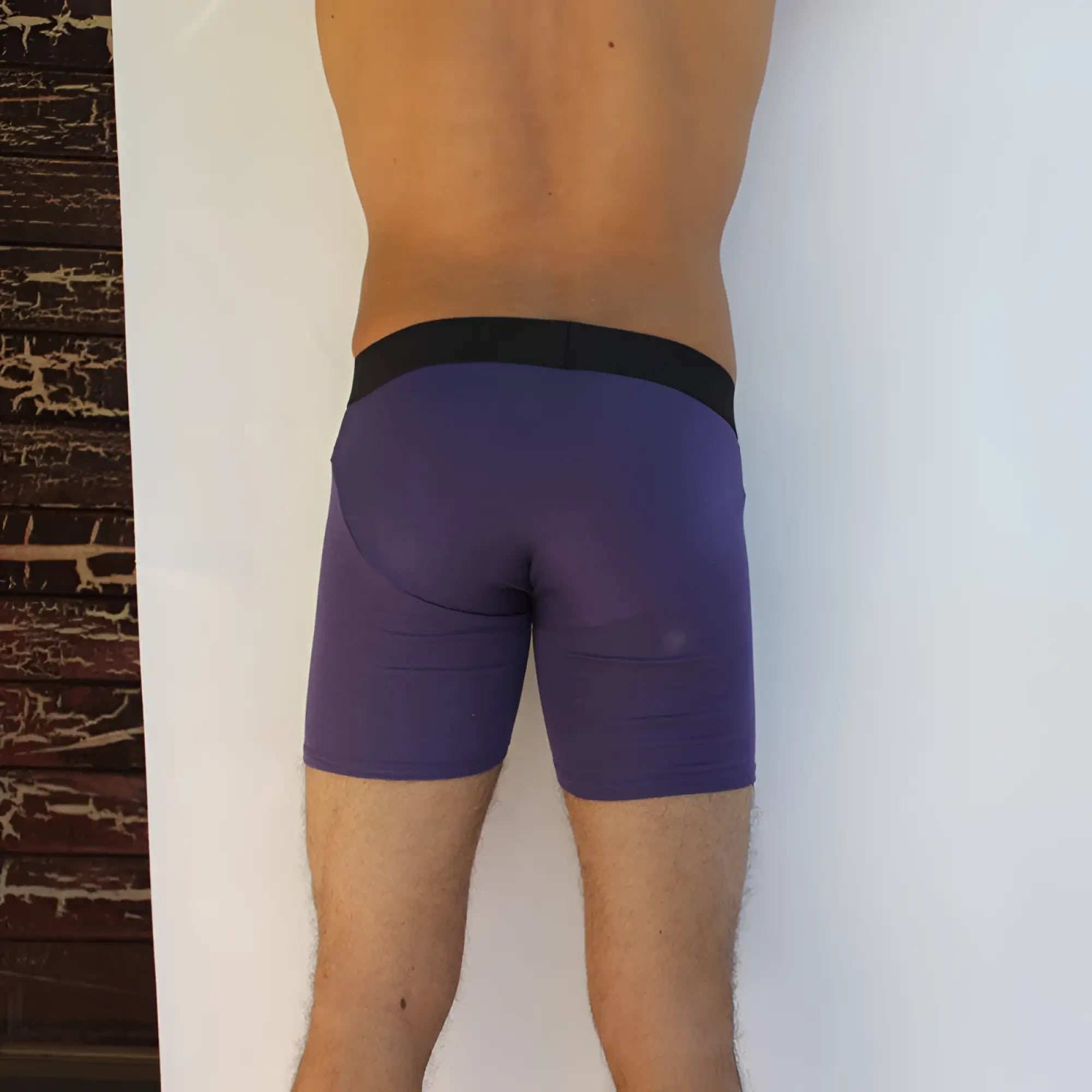 Purple McKillop Jagger modal long boxer briefs with black elastic waistband in eggplant size M