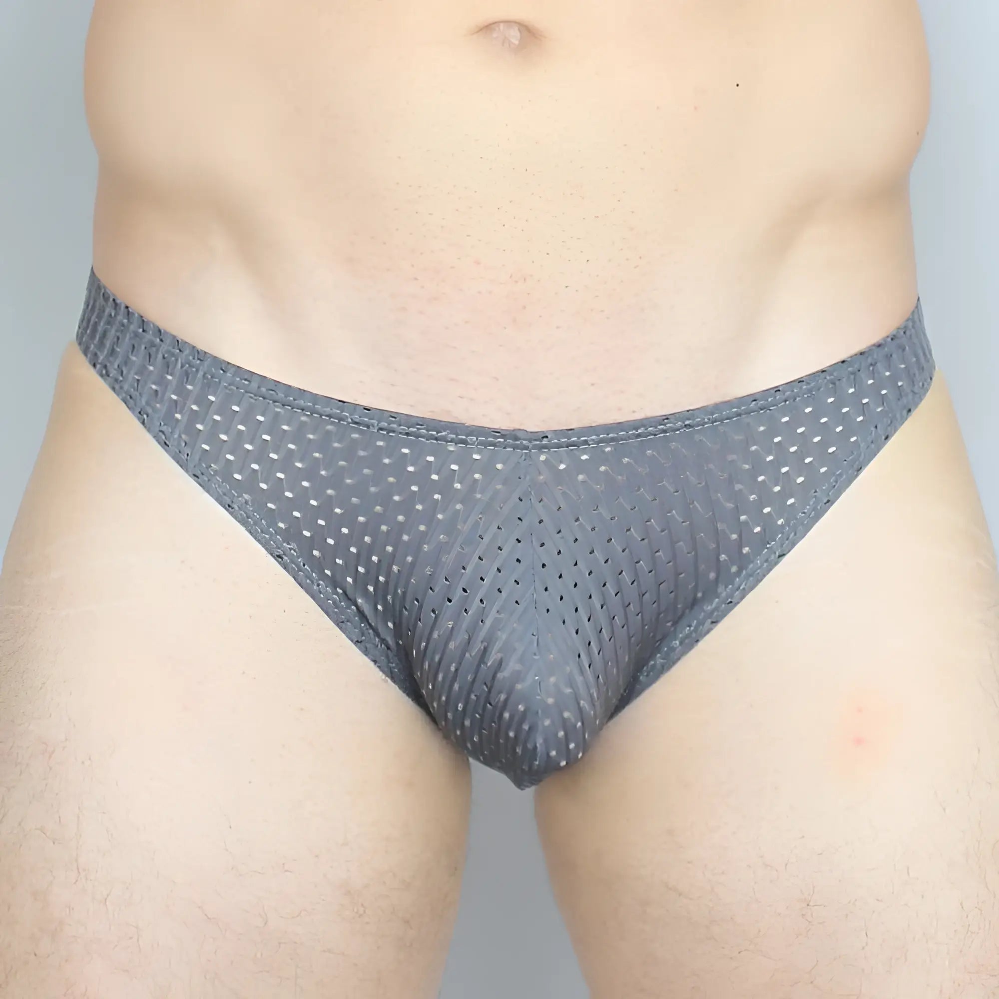 Mckillop MCKGKPL bikini brief gray mesh with subtle pattern of small white dots for comfortable wear