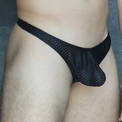 Black mesh briefs with a supportive contoured design from Mckillop MCKVTPL thong showing the front side