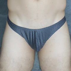 Dark gray mesh briefs with a subtle dotted pattern from mckillop mckvtpl thong collection