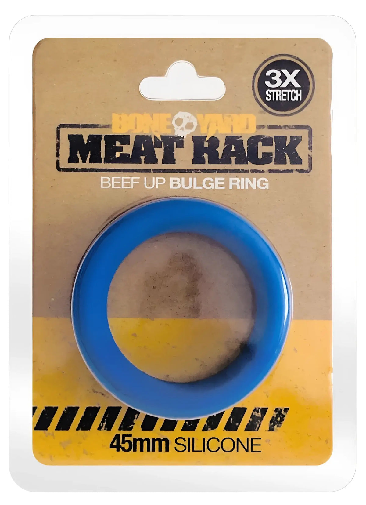 Blue silicone meat rack ring 45mm in diameter designed for grilling and roasting meat