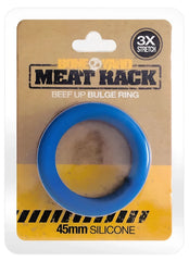 Blue silicone meat rack ring 45mm in diameter designed for grilling and roasting meat