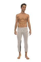 Herren 4/5 Capri-Yogahose mit Reißverschlusstasche (GRAU mit Anthrazit & Schwarz)