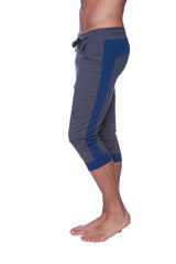 Mens Cuffed Yoga Pants (Charcoal w/Royal Blue)