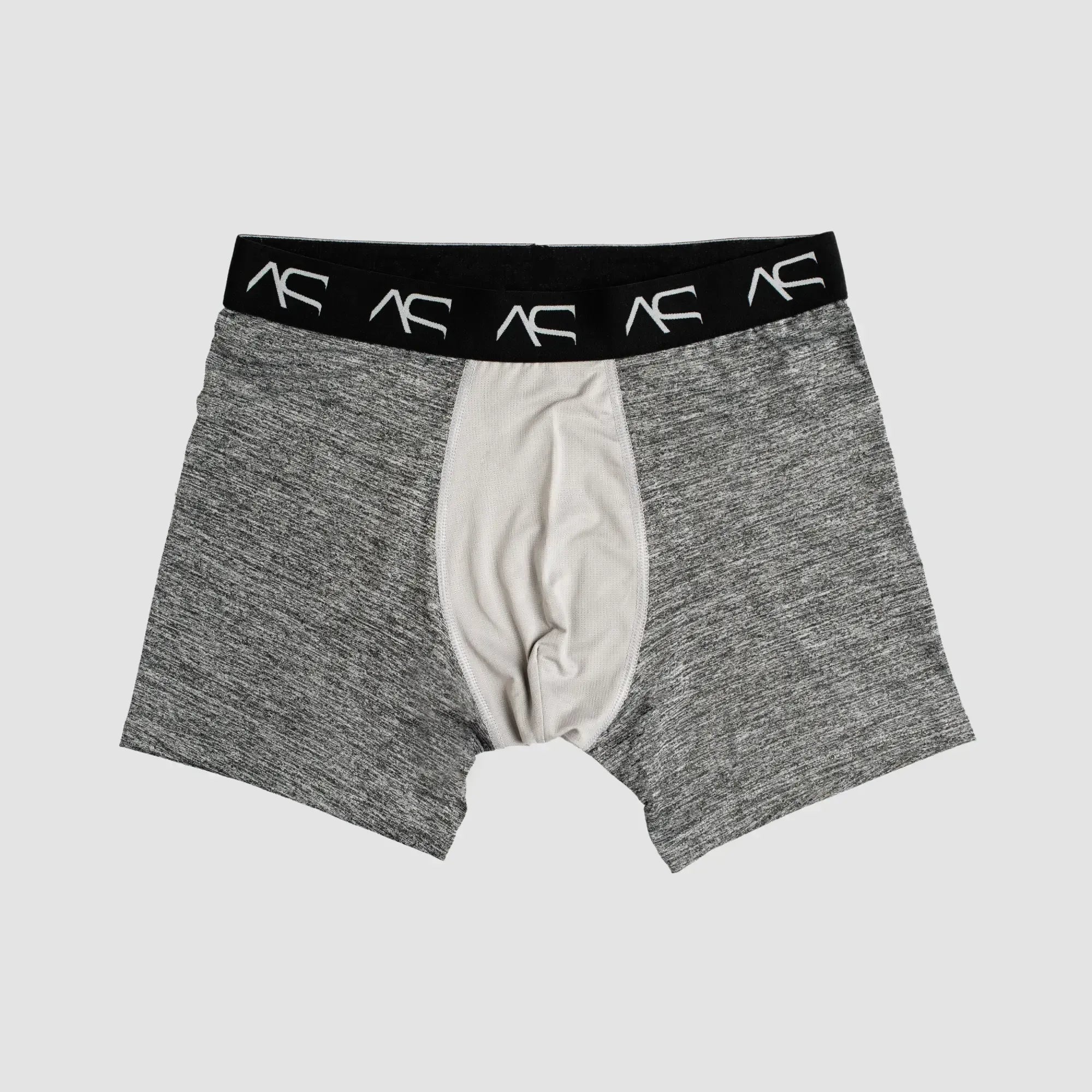 Gray heathered mesh combo trunks boxer briefs with white inner panel and black ac logo waistband