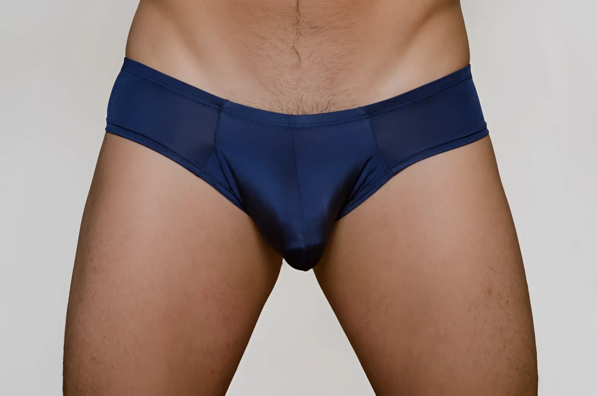Navy blue sheer mesh briefs metro bunz low-rise boxer showing breathable fabric and stylish low-rise fit