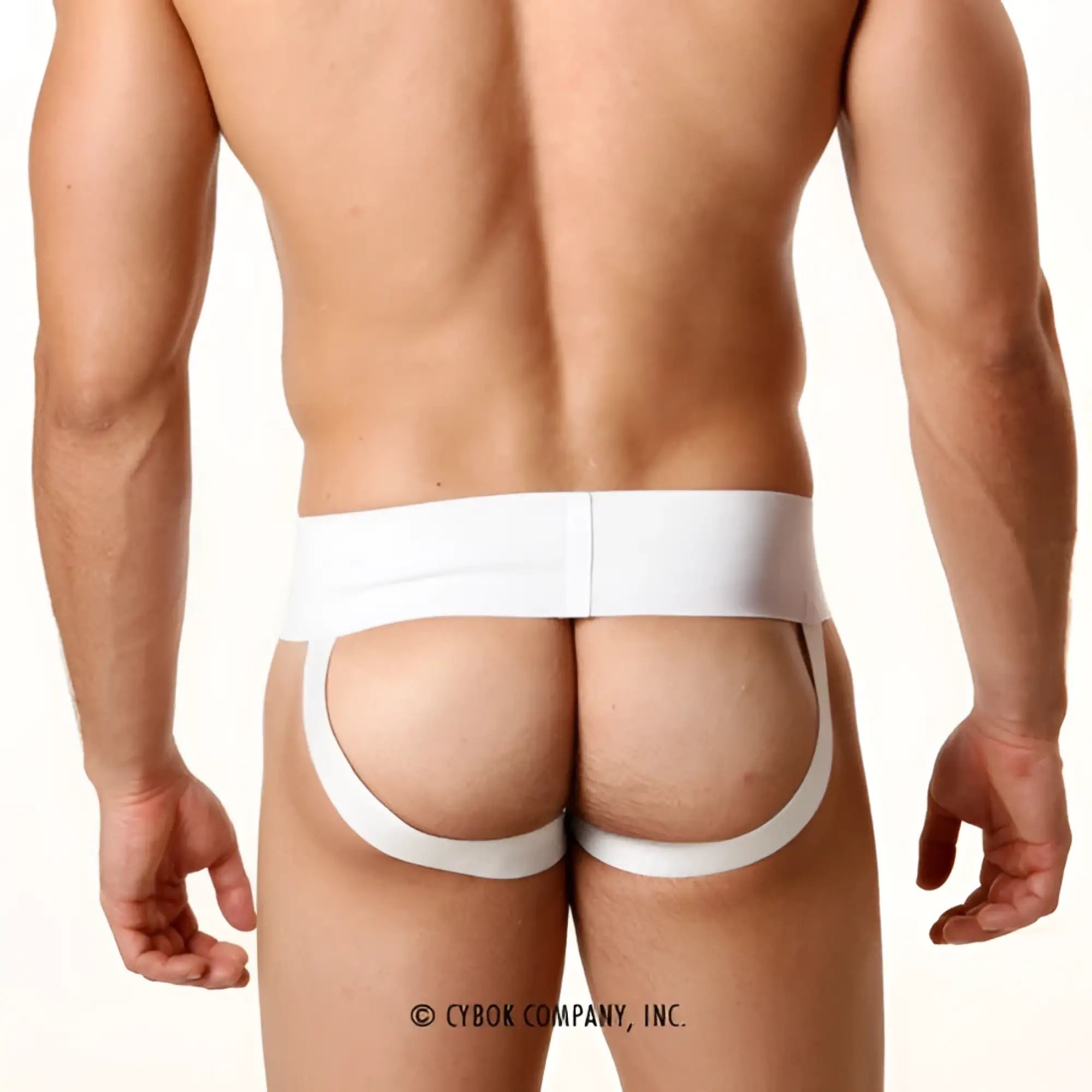 White seamless high-waisted briefs with supportive back panel and leg straps from metromalewear rib cotton classic jock strap