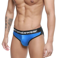 Blue metallic active briefs with black etromalewear waistband from MetroMaleWear royal 3303-18 collection