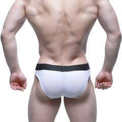 White textured briefs with black niche elastic waistband metro malewear air brief white 3803-00 front view