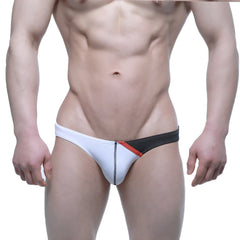 White and black athletic briefs with red accent stitching from MetroMaleWear Alegria Thong white 1322-50