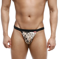 MetroMalewear animal string tiger 1014-62 leopard-print thong with black elastic waistband front view