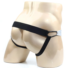 Black elastic briefs by metromalewear with a sleek minimalist design and subtle logo on the waistband