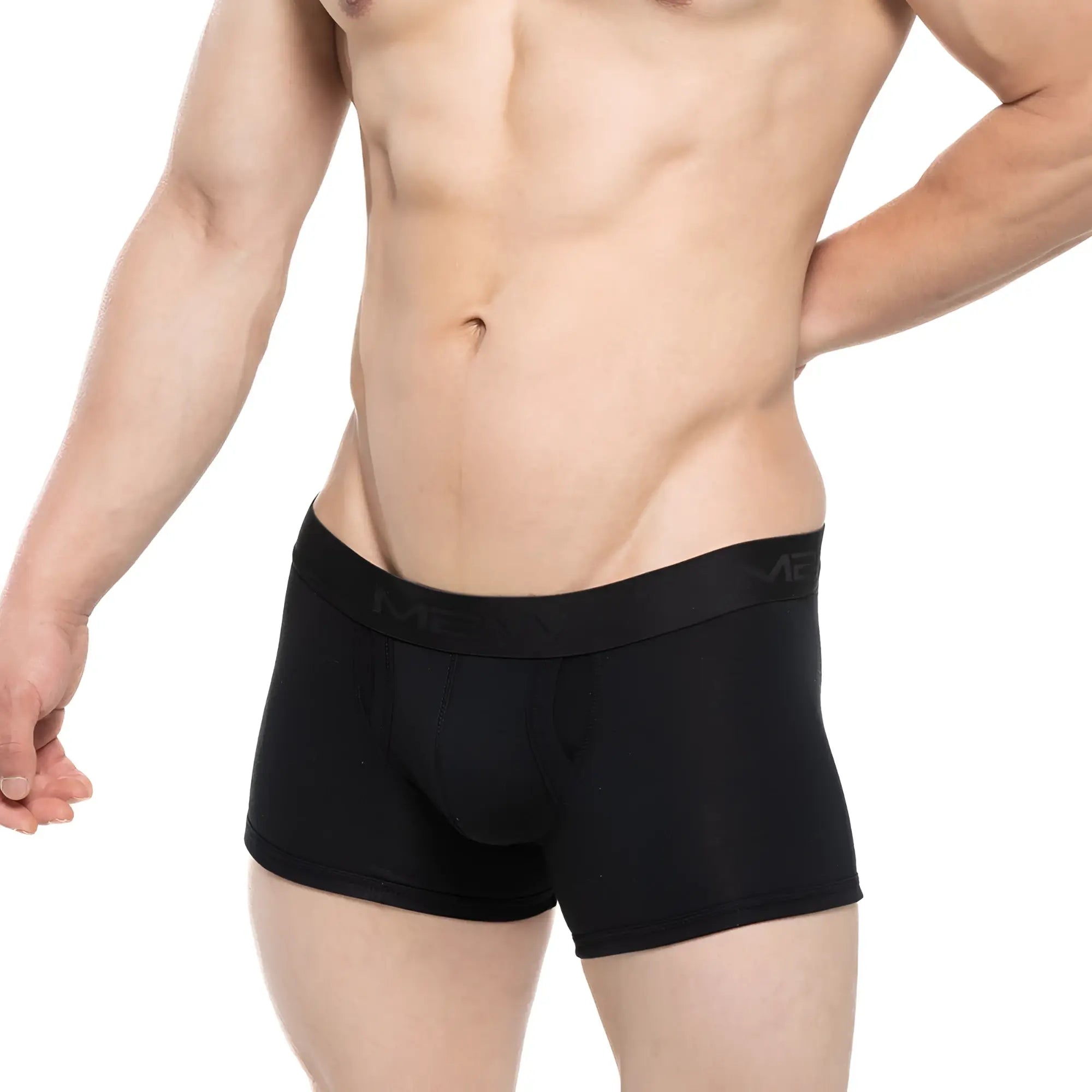 MetroMaleWear Avalon boxer brief black 3034-20 features smooth, form-fitting fabric with a subtle waistband logo