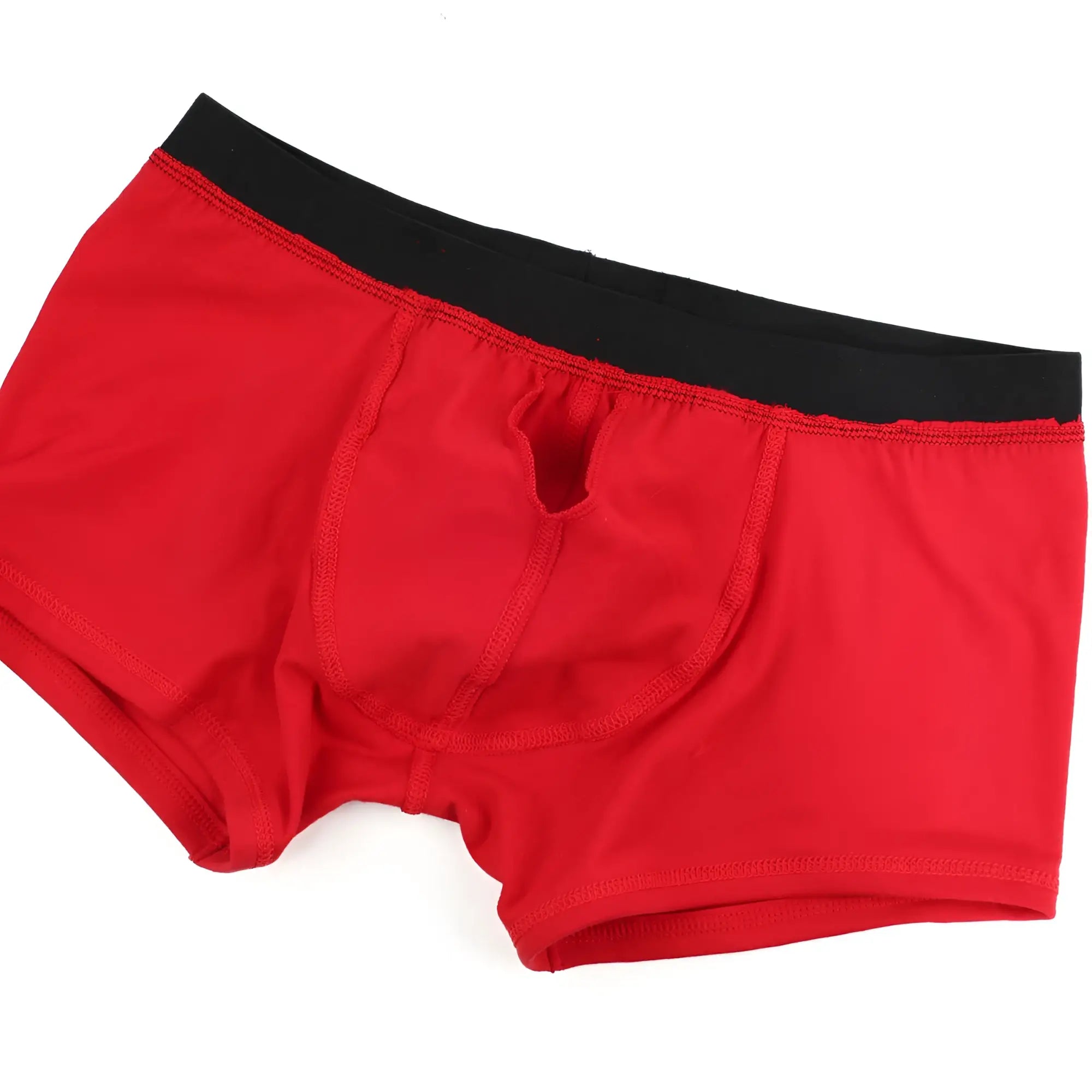 Red metroMalewear Avalon boxer briefs with black elastic waistband designed for comfort and support