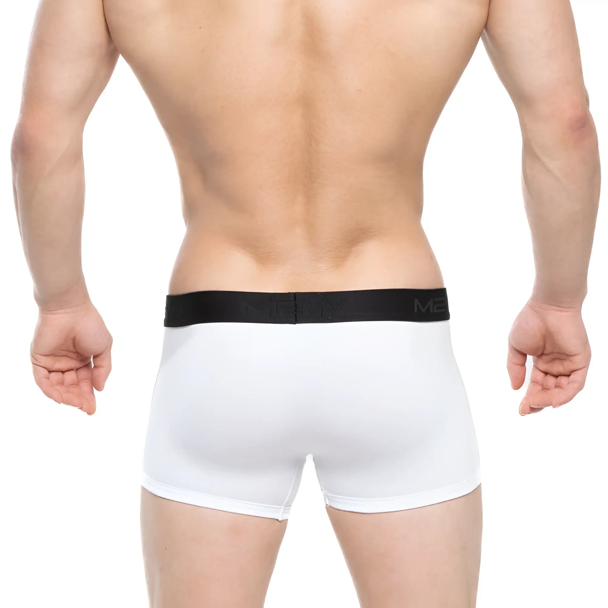 White metro malewear avalon boxer briefs with black moro logo waistband 3034-00