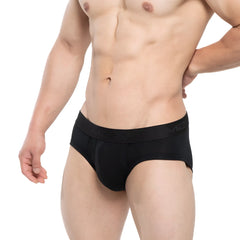 Black mens briefs metro male wear avalon brief black 3036-20 with snug fit and elastic waistband featuring subtle branding