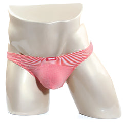 Metro male wear awesome thong orange 2302-s02 pink striped cotton briefs with textured front panel