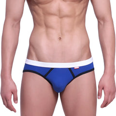 Blue briefs with white waistband and black trim from metromalewear bare lowrise jock strap royal 3401-18