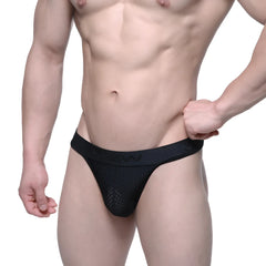 Black mesh briefs with a textured waistband from MetroMaleWear basic thong intense 2502-22 front view