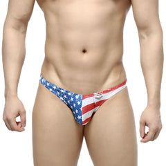 MetroMaleWear Batalla Hip Bikini 6003-95 thong with distressed American flag design in red white and blue colors