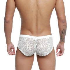 MetroMaleWear bordado trunk ivory 2125-57 white lace men’s briefs with floral pattern and elastic waistband