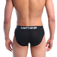 Black metrowear briefs with a white logo waistband in stretch cotton for comfortable everyday wear model 3506-20