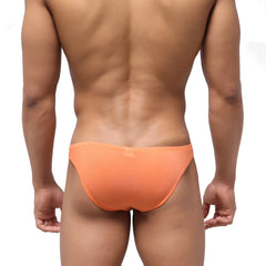 Orange textured briefs showing back side from MetroMaleWear Bosillo half back bikini peach 3504-02 collection