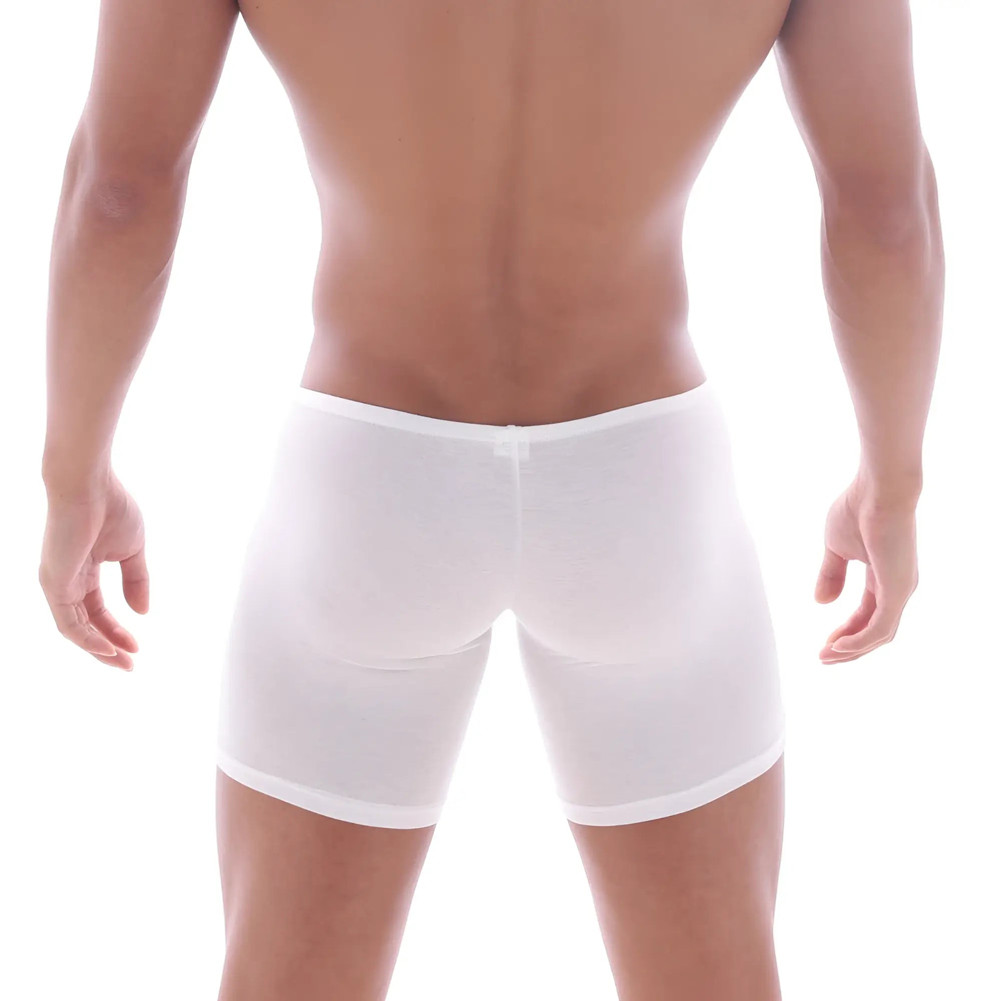 MetroMaleWear Bosillo long boxer white 3514-00 smooth seamless white form-fitting boxer briefs front view