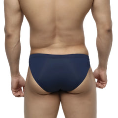 MetroMaleWear bosillo swim bikini navy briefs with smooth form-fitting design in navy blue for swimming use