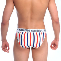 MetroMaleWear Bruno brief stripe 2803-41 red white and blue vertically striped men’s briefs with white million waistband