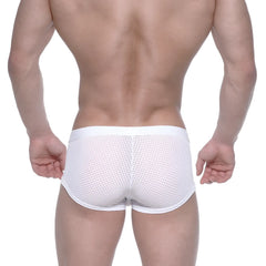 MetroMaleWear bulge boxer white mesh briefs with solid white waistband designed for comfort and breathability