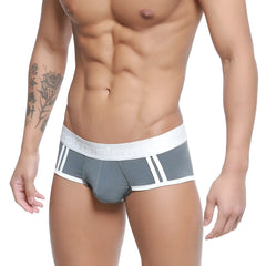 Gray metro malewear cairo brief 5106-11 with white trim vertical stripes mesh texture and women embroidered waistband